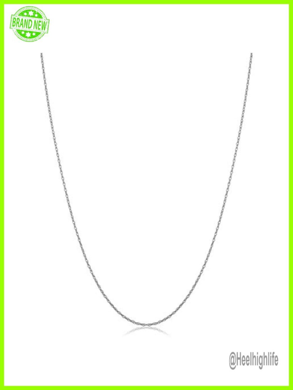 14K White Gold Rope Chain Necklace for Women Spring Ring Clasp Layering